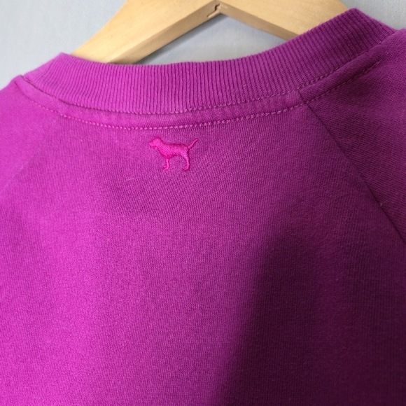 Pink Fleece cropped short sleeve crewneck sweatshirt Size XS - Picture 5 of 8